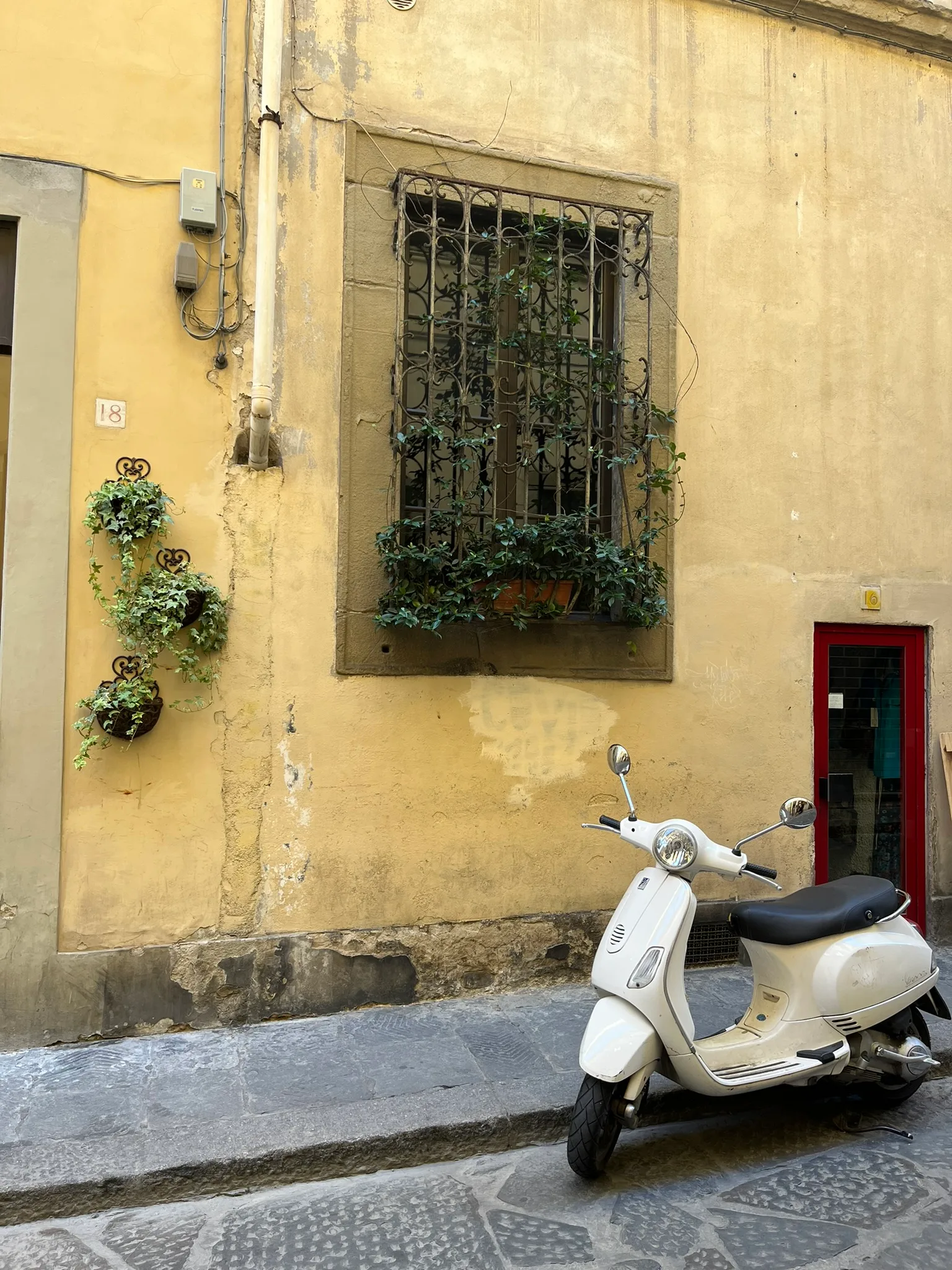 Late afternoon light on a terrace overlooking the hills